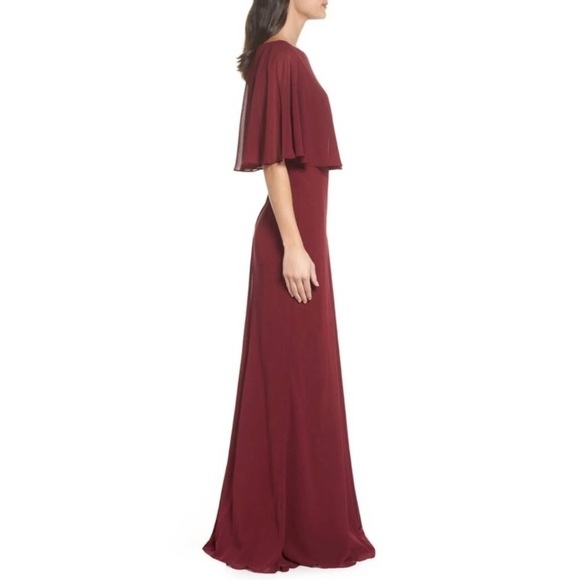 NWT La Femme Chiffon Gown special occasion maxi Garnet color Women’s Sz 8 - Picture 9 of 15
